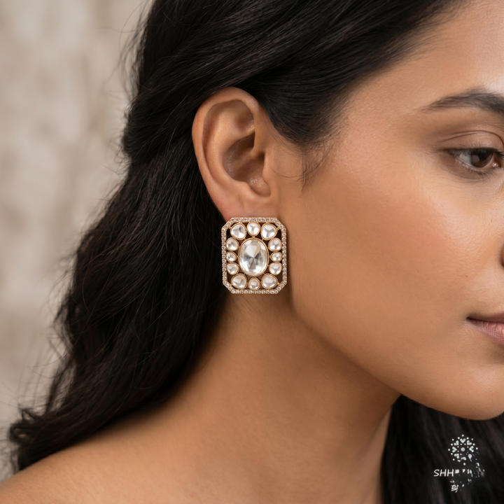 Square Polki Studs