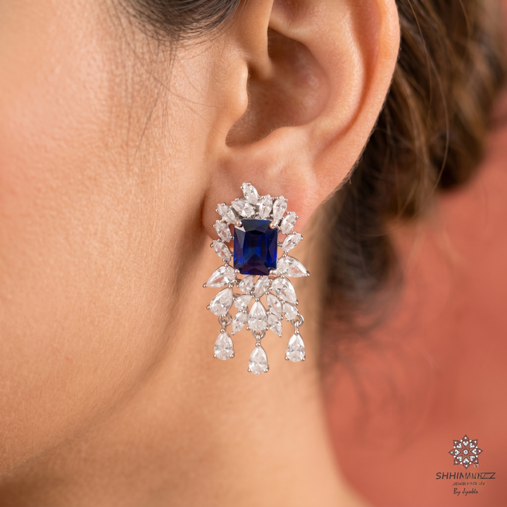 Sapphire Drop Earrings .