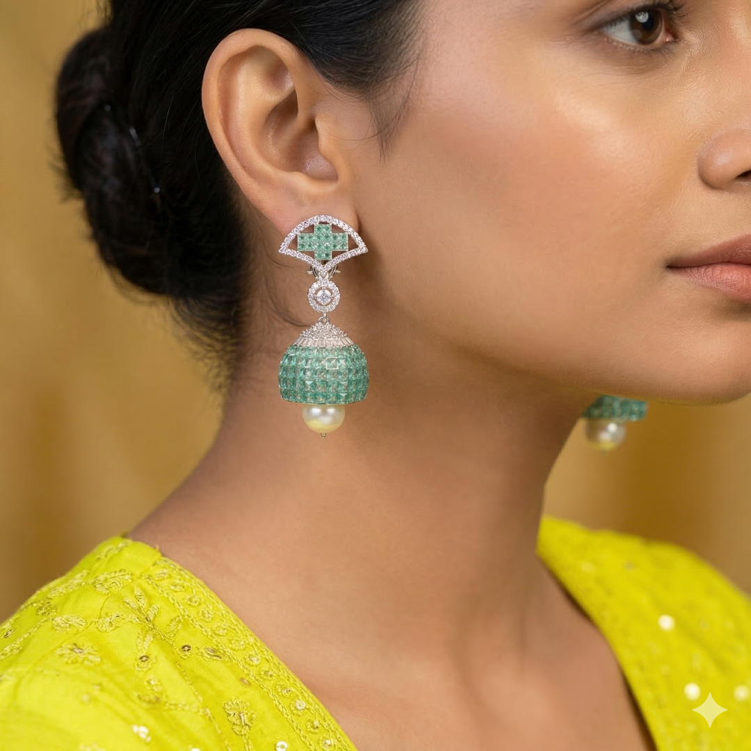 Invisible Turquoise Jhumkas