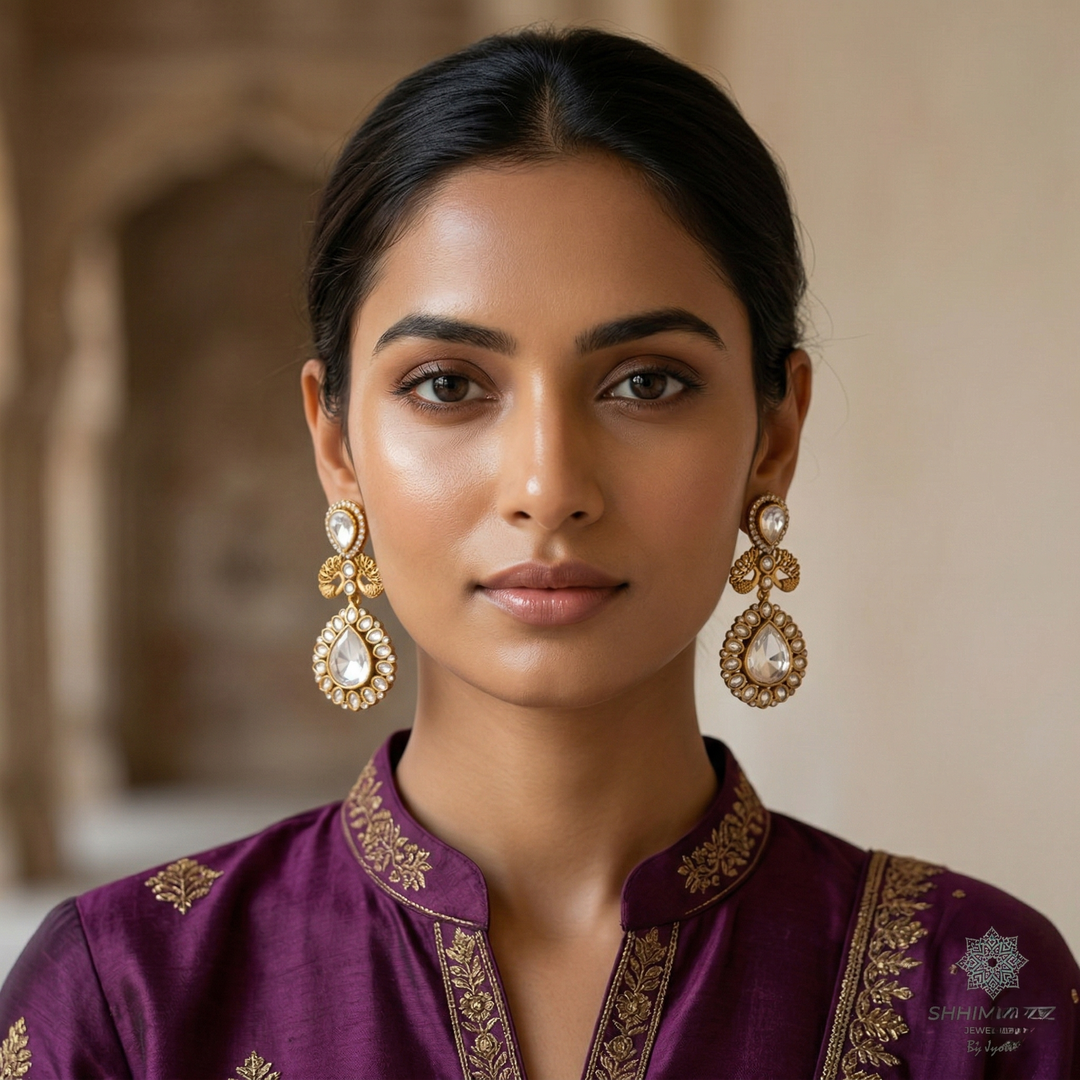Sleek and Dainty Polki Earrings