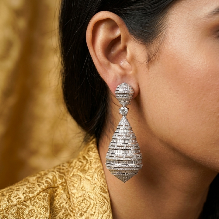 Huge Diamond Drop  Earrings