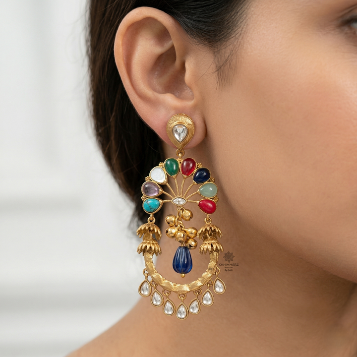 Navratan Long Earrings