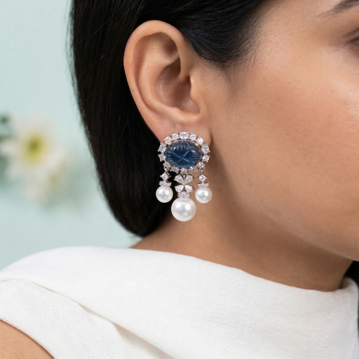 Carved Pearl Drop Earrings