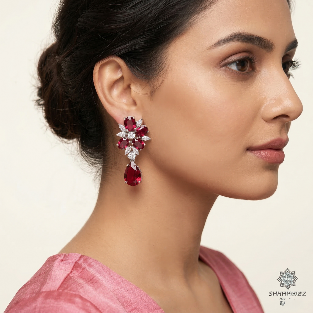 Floral Pear Drop Earrings