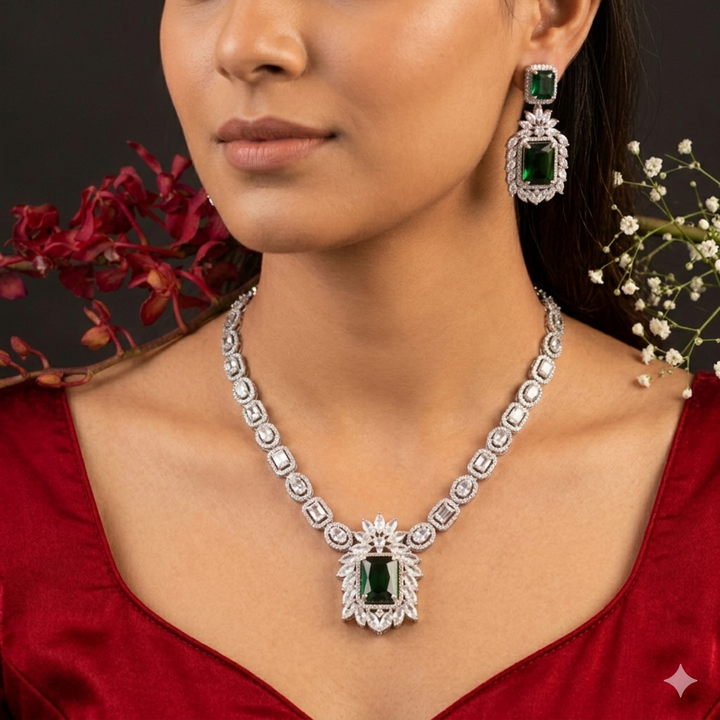 Emerald Pendant Drop Neckpiece .