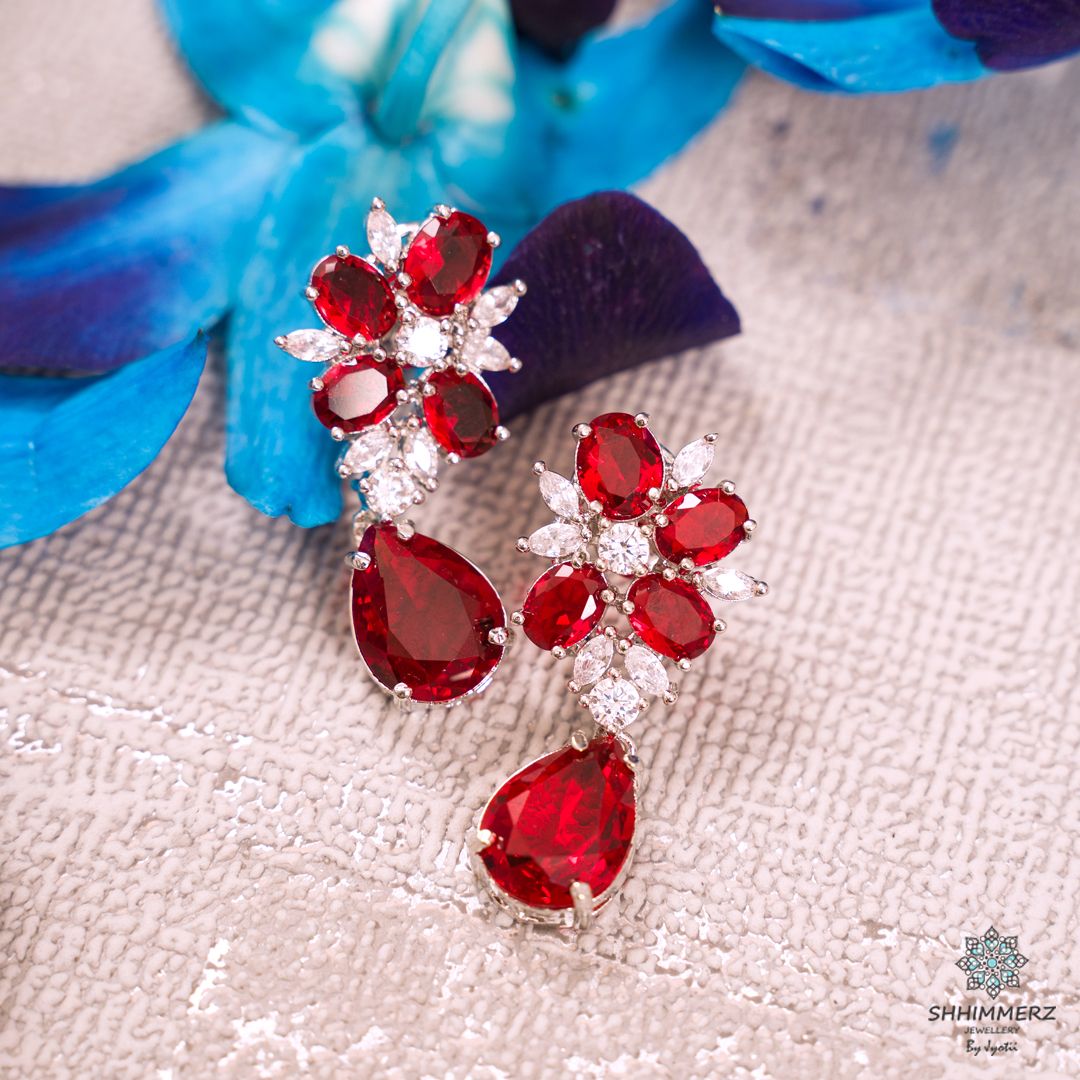Floral Pear Drop Earrings