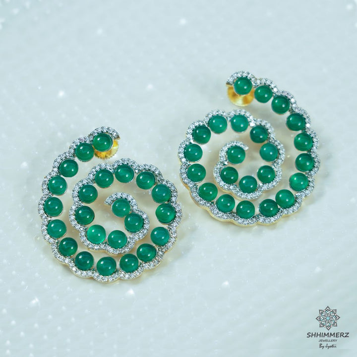 Green Spiral Earrings